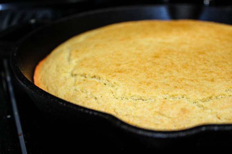 Affordable gluten free and dairy free cornbread in a cast iron skillet