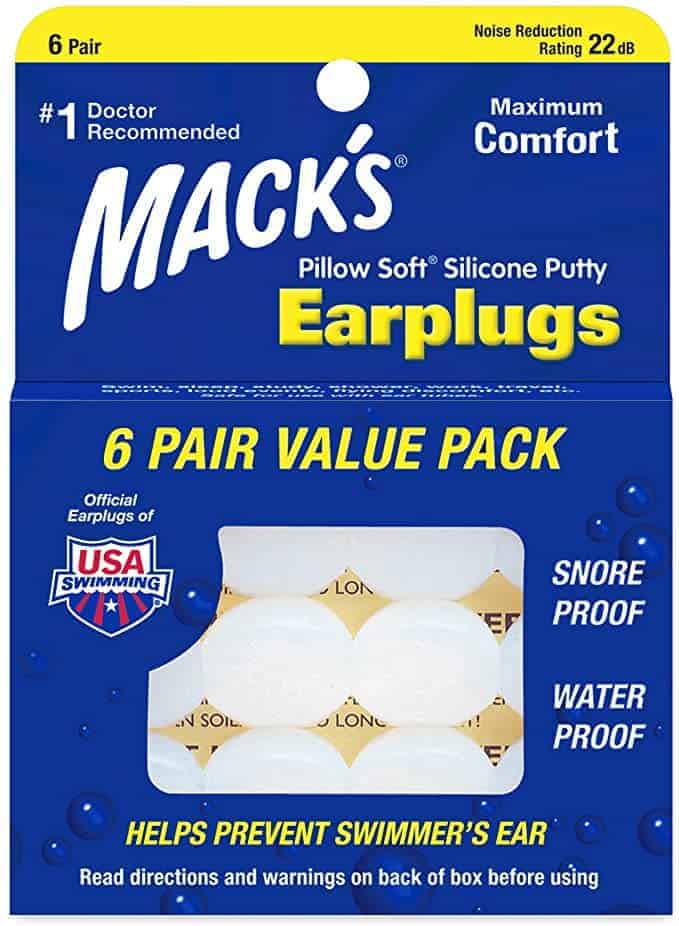 mack's earplugs in a blue box